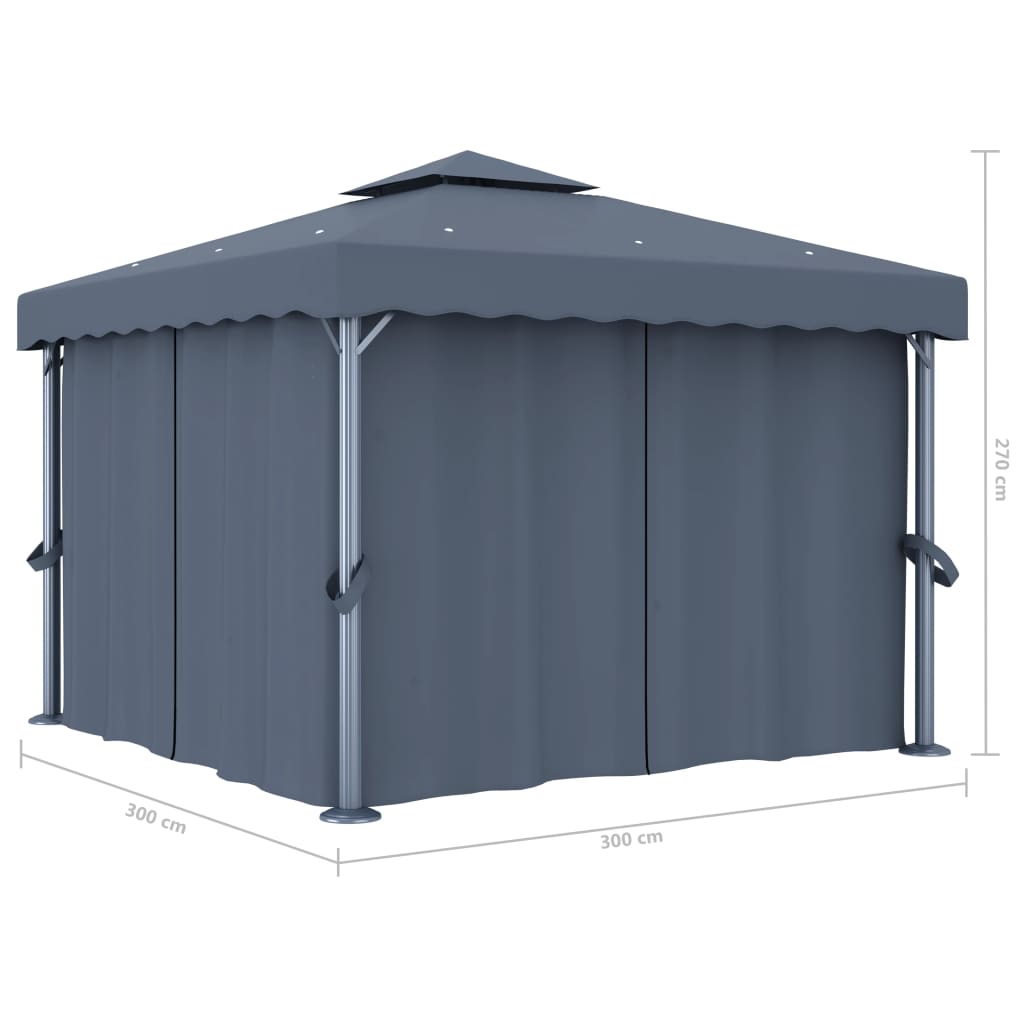 Pavėsinė su LED COBALT, antracito, 3x3m