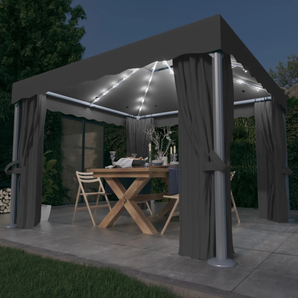 Pavėsinė su LED COBALT, antracito, 3x3m