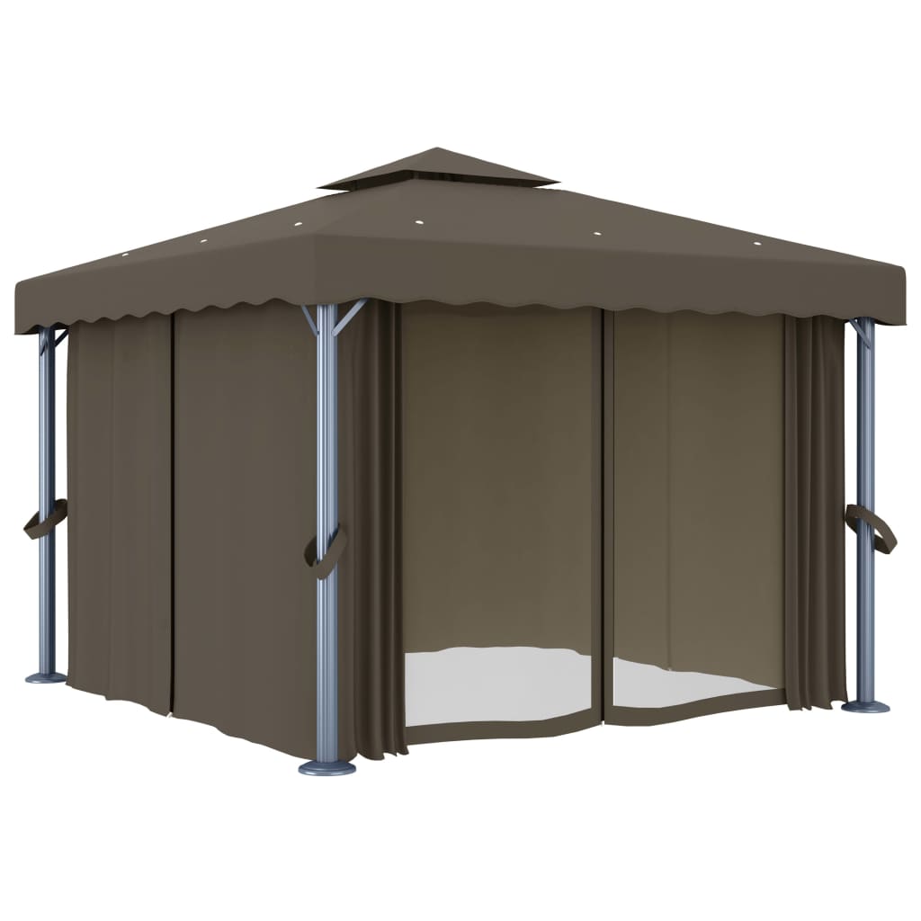 Lapene ar LED COBALT, pelēkbrūna, 3x3m