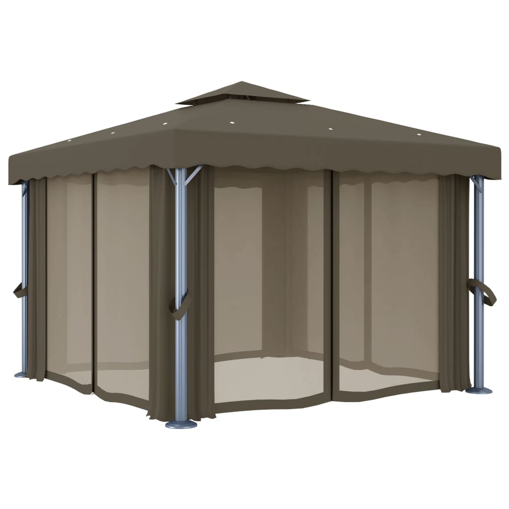 Lapene ar LED COBALT, pelēkbrūna, 3x3m