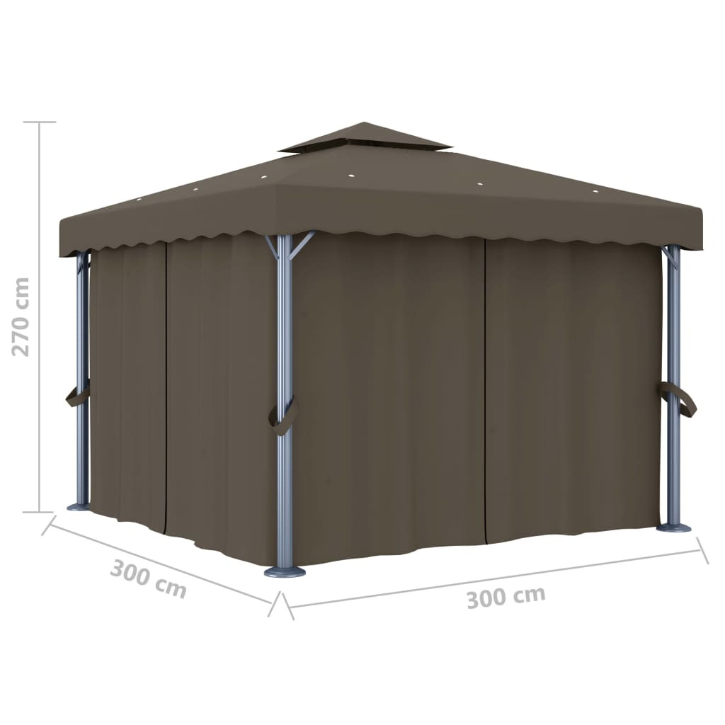 Lapene ar LED COBALT, pelēkbrūna, 3x3m