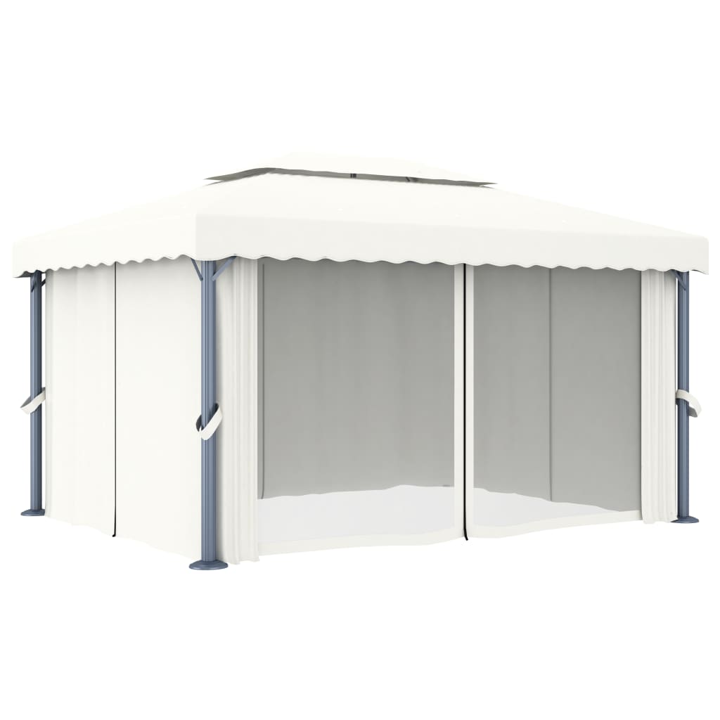 Pavėsinė su LED COBALT, kreminė, 4x3m