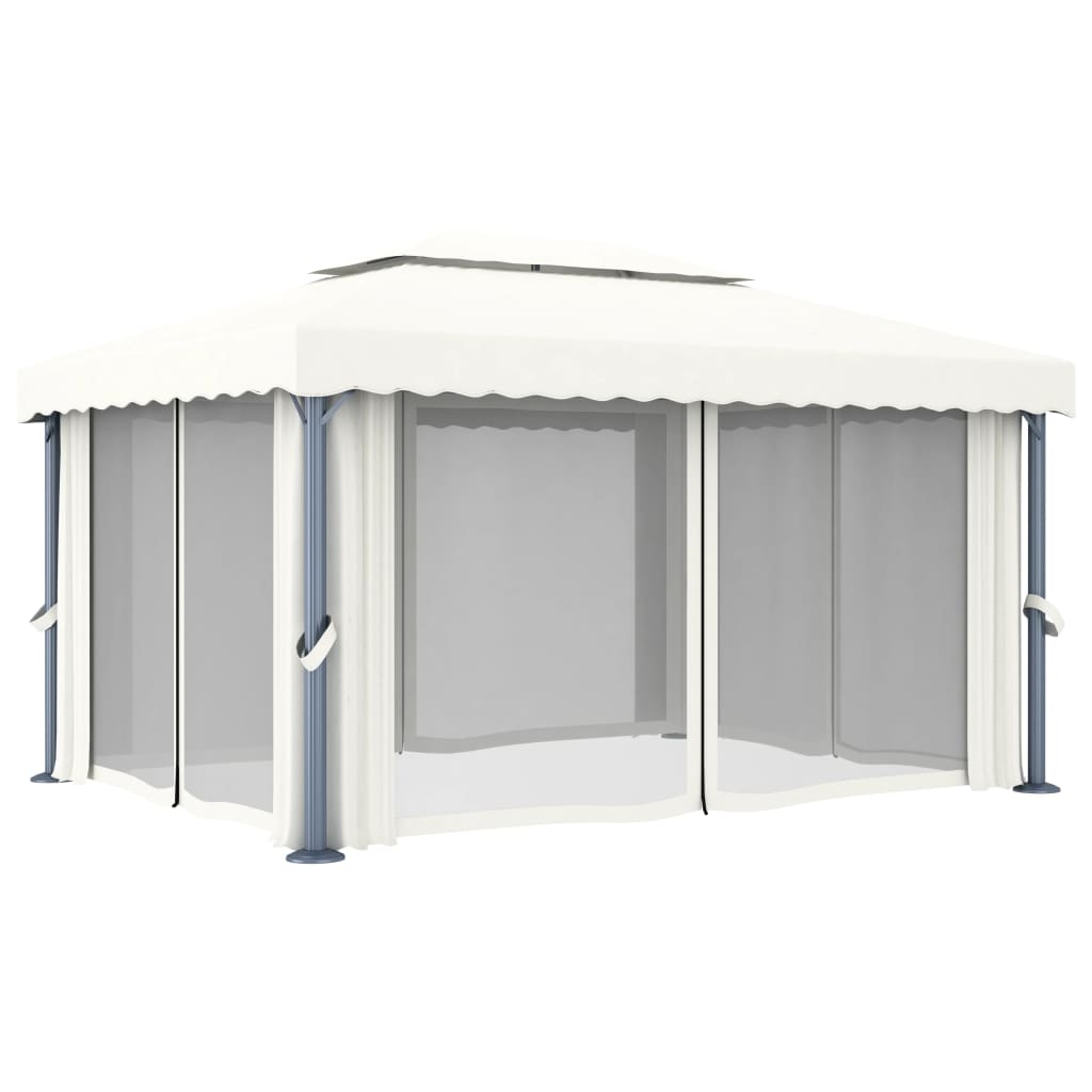 Pavėsinė su LED COBALT, kreminė, 4x3m