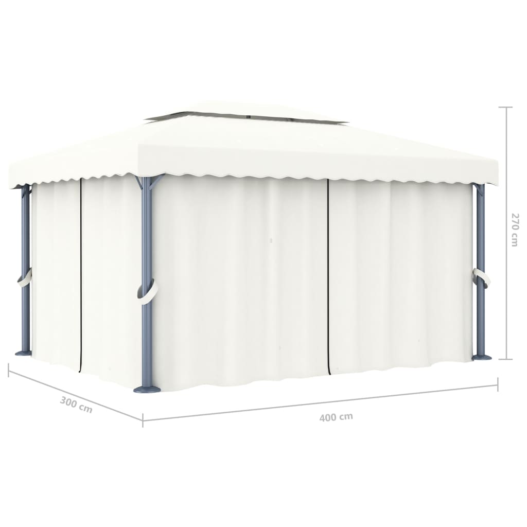 Pavėsinė su LED COBALT, kreminė, 4x3m