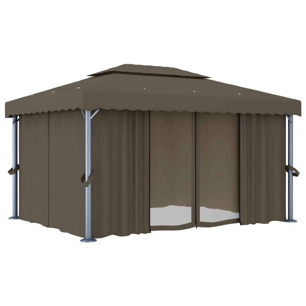 Lapene ar LED COBALT, pelēkbrūna, 4x3m