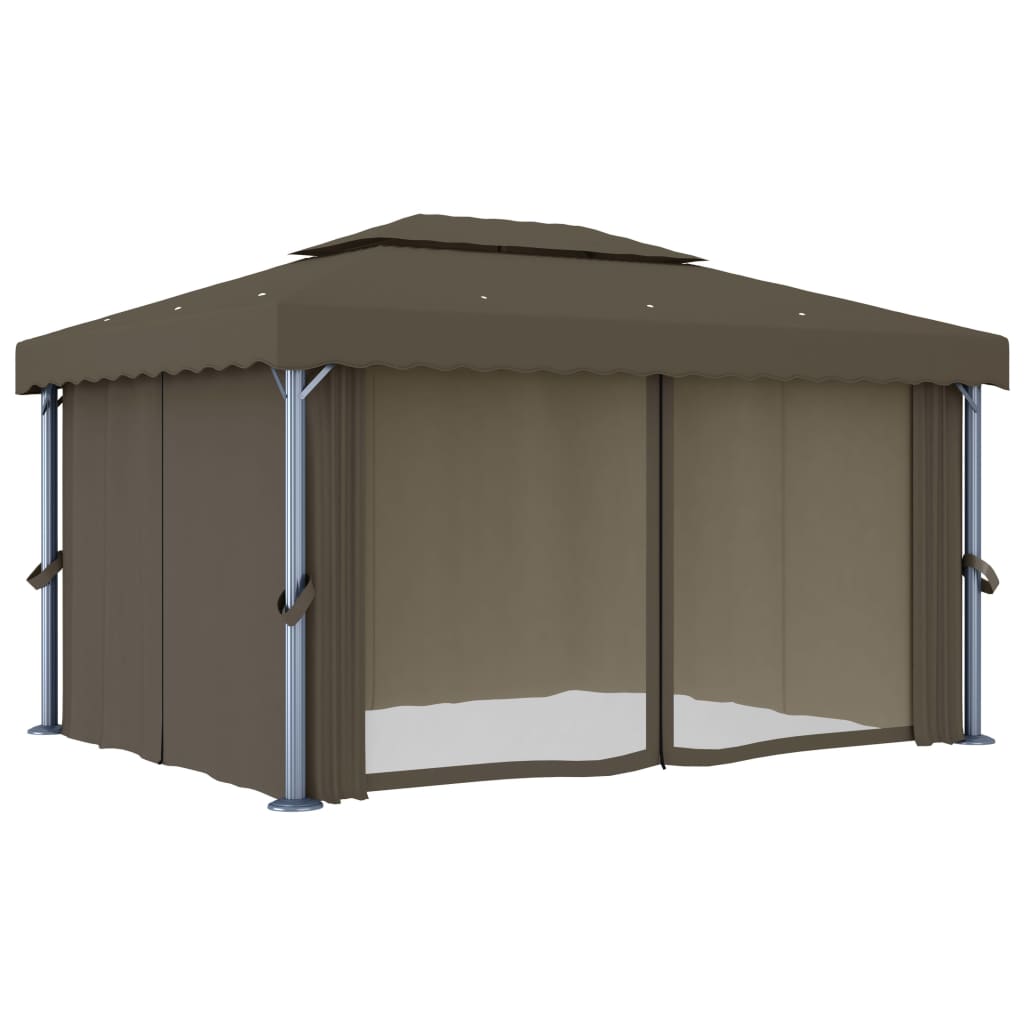 Lapene ar LED COBALT, pelēkbrūna, 4x3m