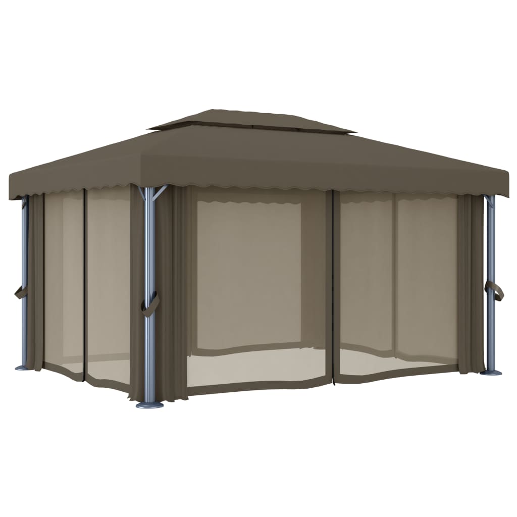 Lapene ar LED COBALT, pelēkbrūna, 4x3m