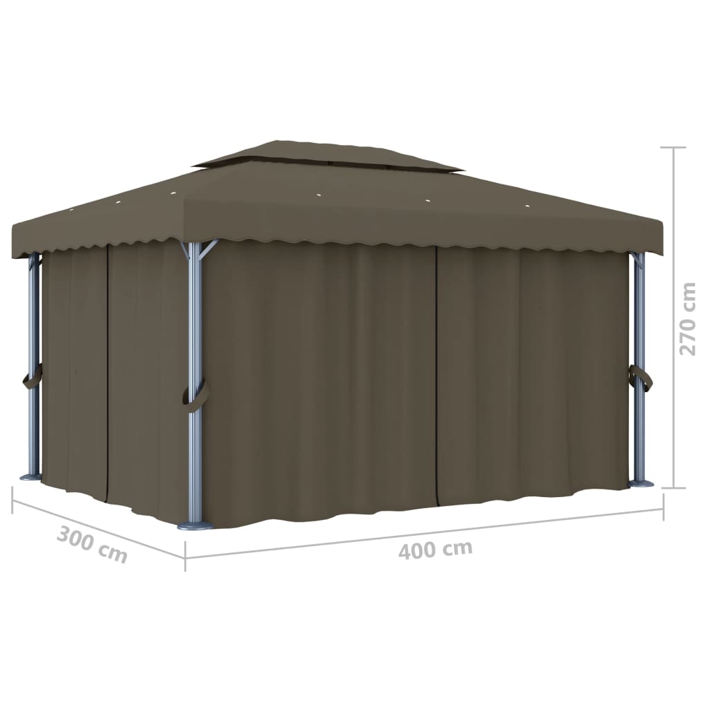 Lapene ar LED COBALT, pelēkbrūna, 4x3m
