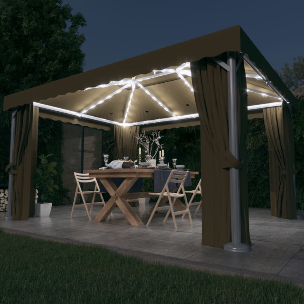 Lapene ar LED COBALT, pelēkbrūna, 4x3m