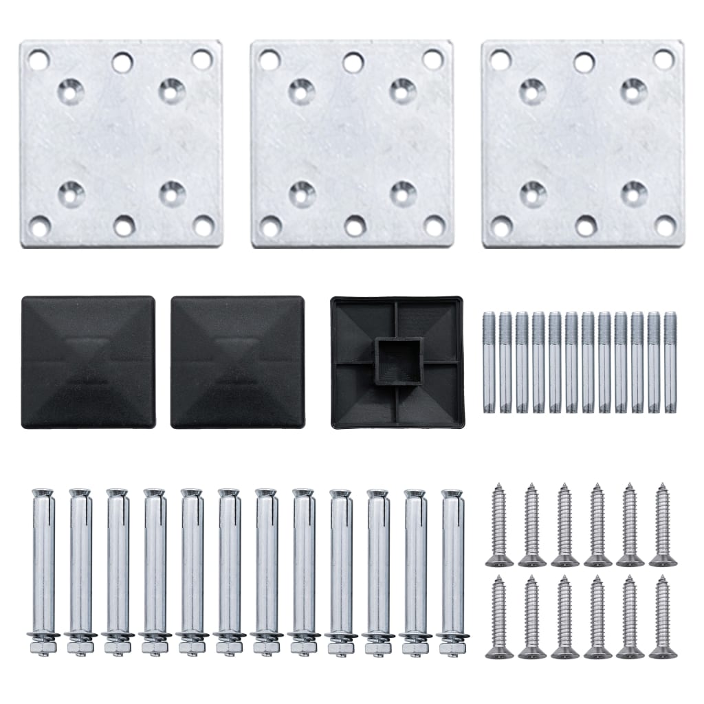 Fence panel set, black, 353x186cm, WPC