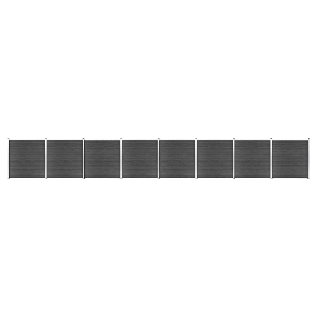Fence panel set, black, 1391x186cm, WPC