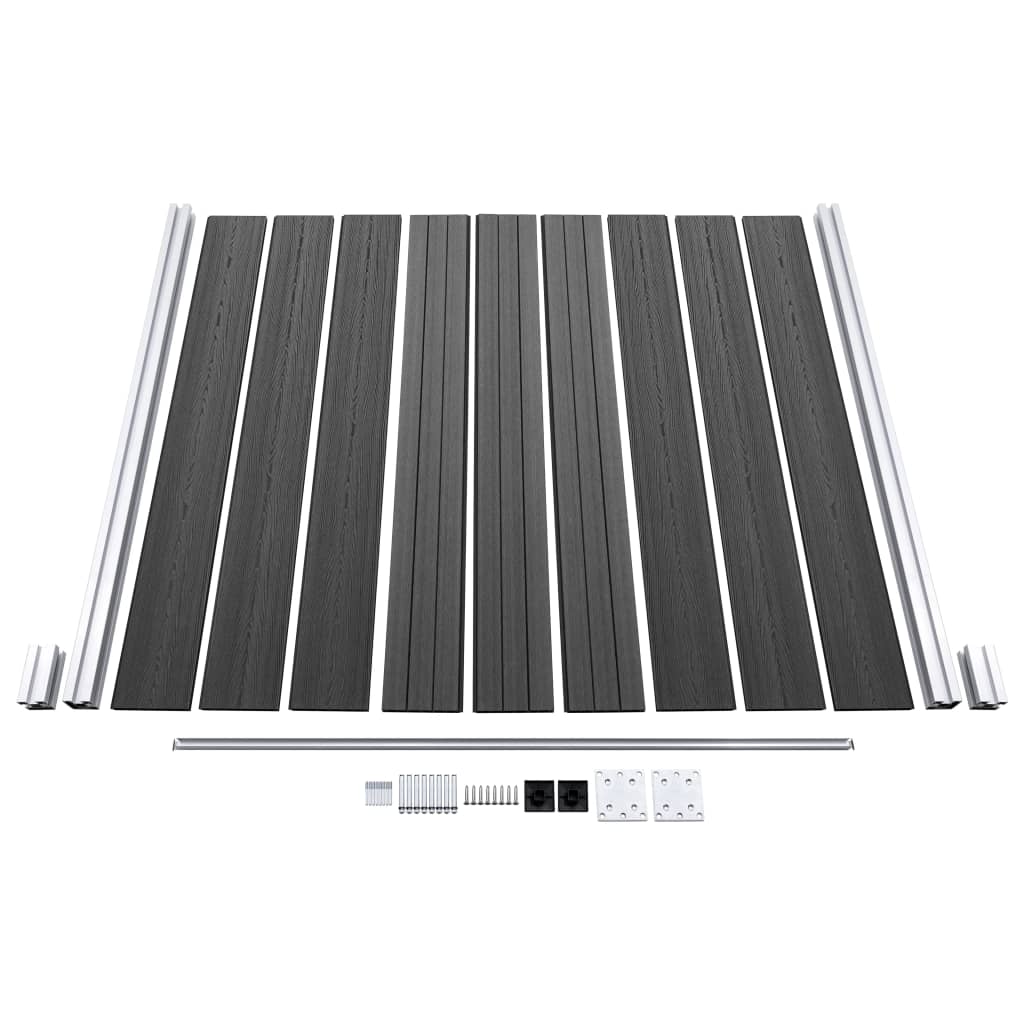 Fence panel set, black, 1391x186cm, WPC