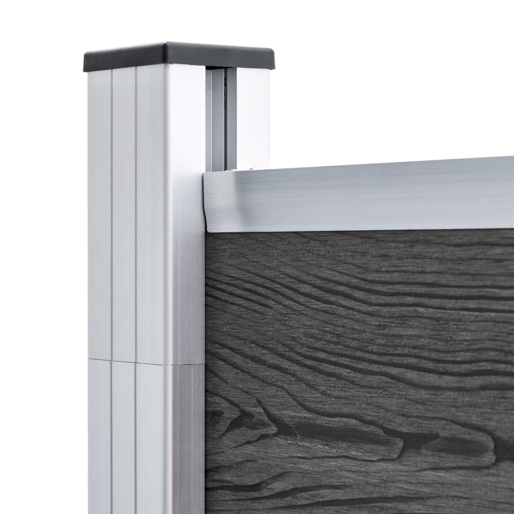 Fence panel set, black, 1391x186cm, WPC
