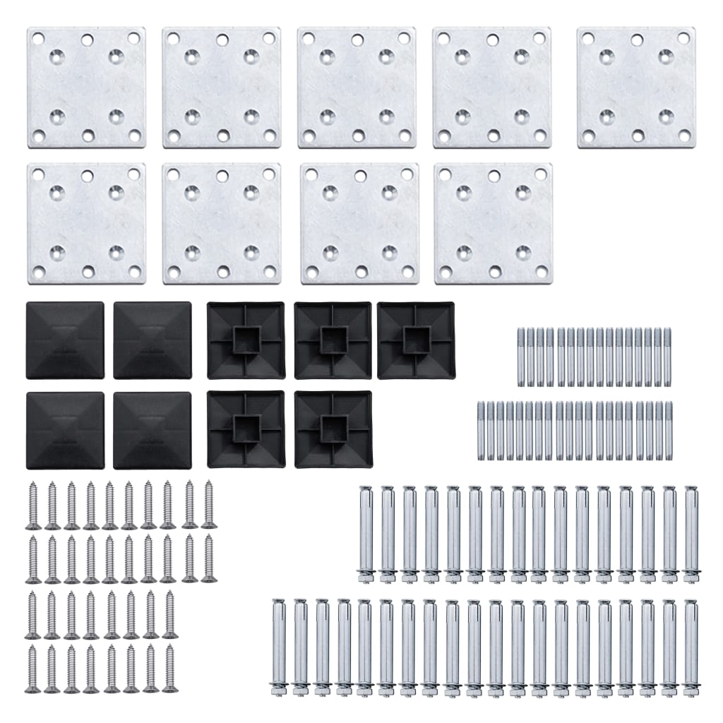 Fence panel set, black, 1391x186cm, WPC