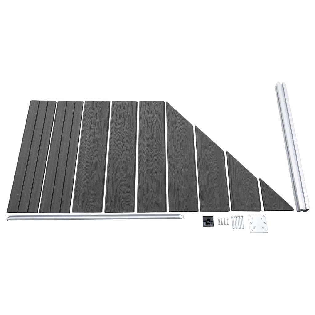 Fence panel set, black, 619x(105-186)cm, WPC