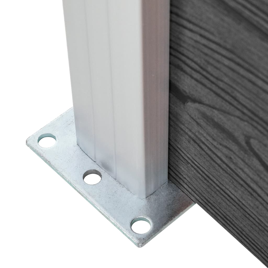 Fence panel set, black, 619x(105-186)cm, WPC
