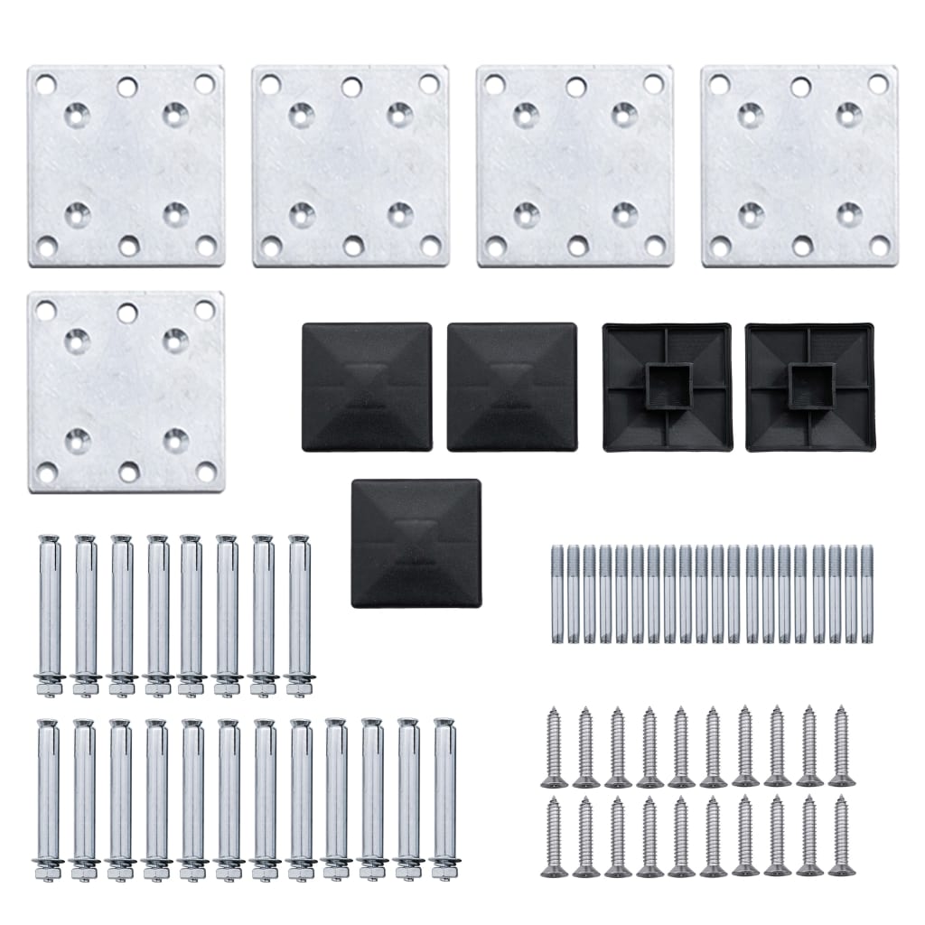 Fence panel set, black, 619x(105-186)cm, WPC