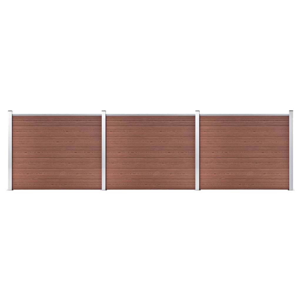 Fence panel set, brown, 526x146cm, WPC