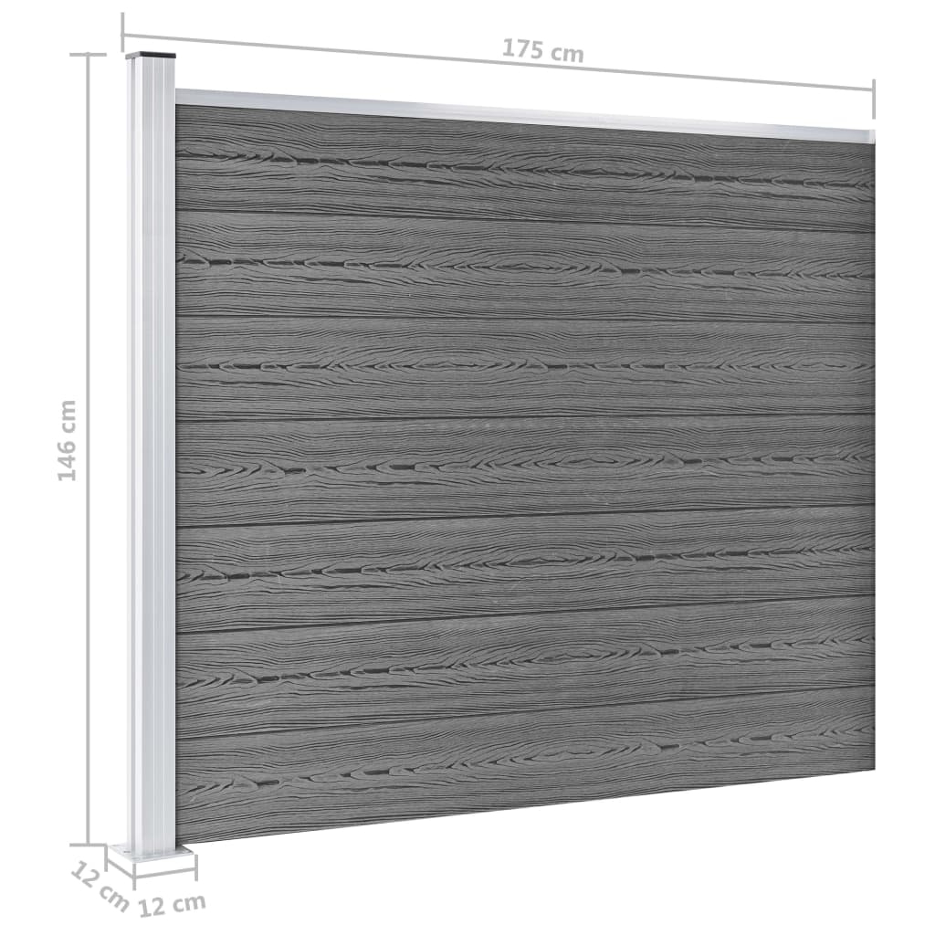 Tvoros segmentų rinkinys, pilkas, 526x146cm, WPC
