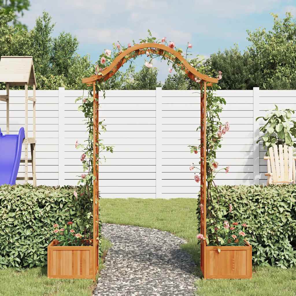 Garden gazebo with planter, solid spruce wood