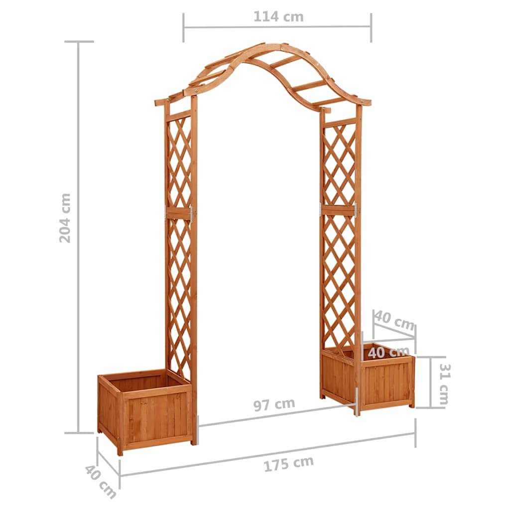 Garden gazebo with planter, solid spruce wood