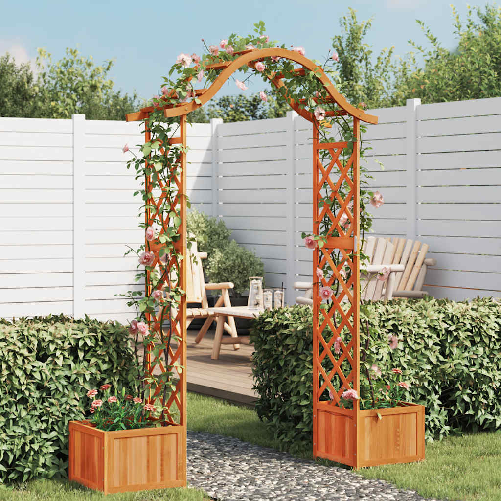 Garden gazebo with planter, solid spruce wood