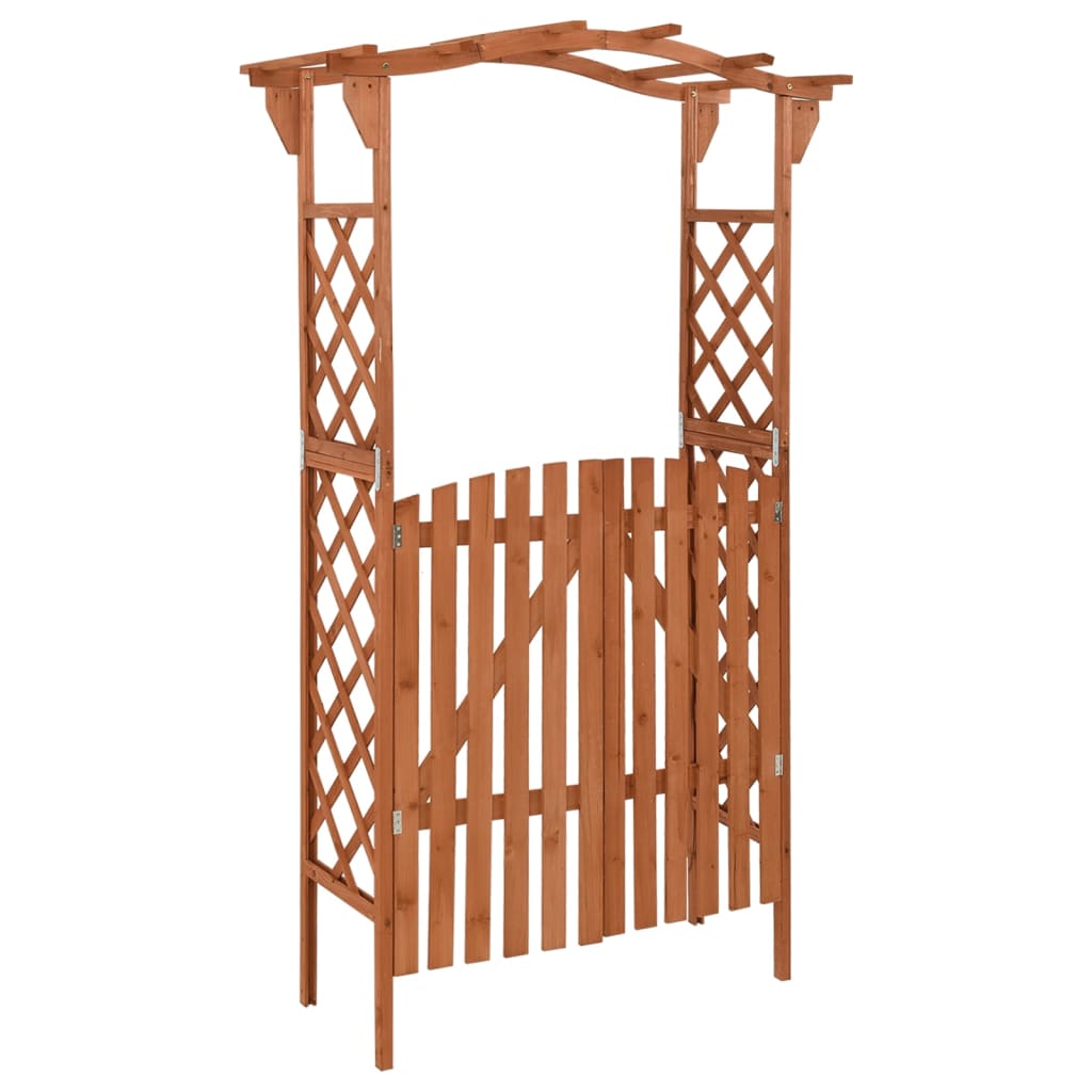 Pergola with gate, 116x40x204cm, solid spruce wood