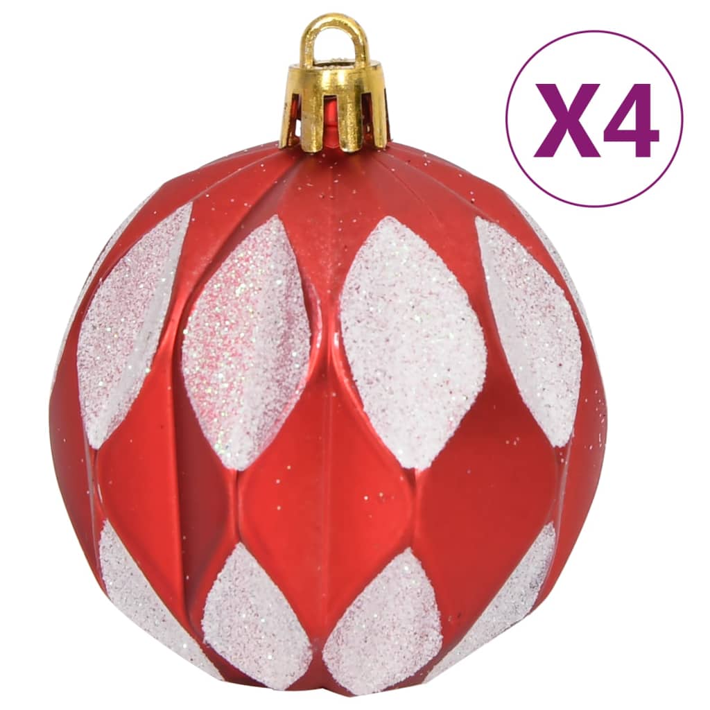 Christmas Bauble Set, 64 pcs, Red and White