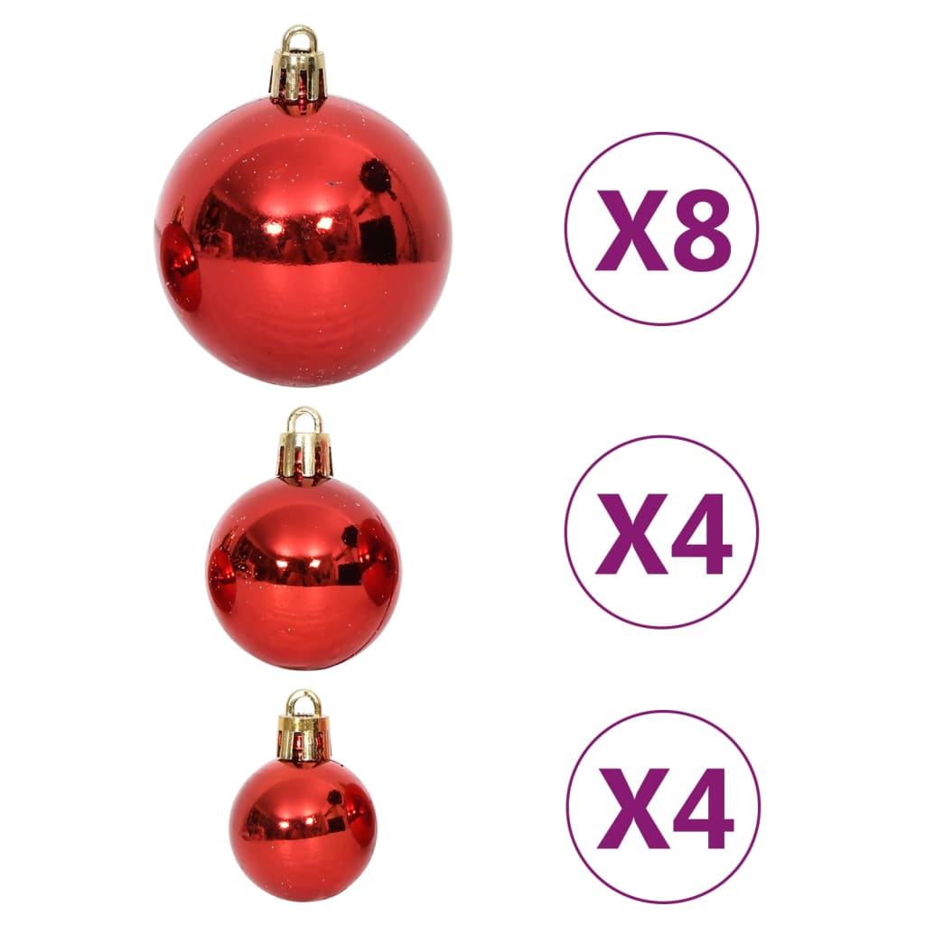 Christmas Bauble Set, 64 pcs, Red and White