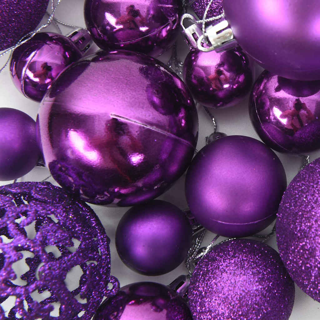 Eglutės žaisliukų rinkinys, 100vnt., violetinės spalvos