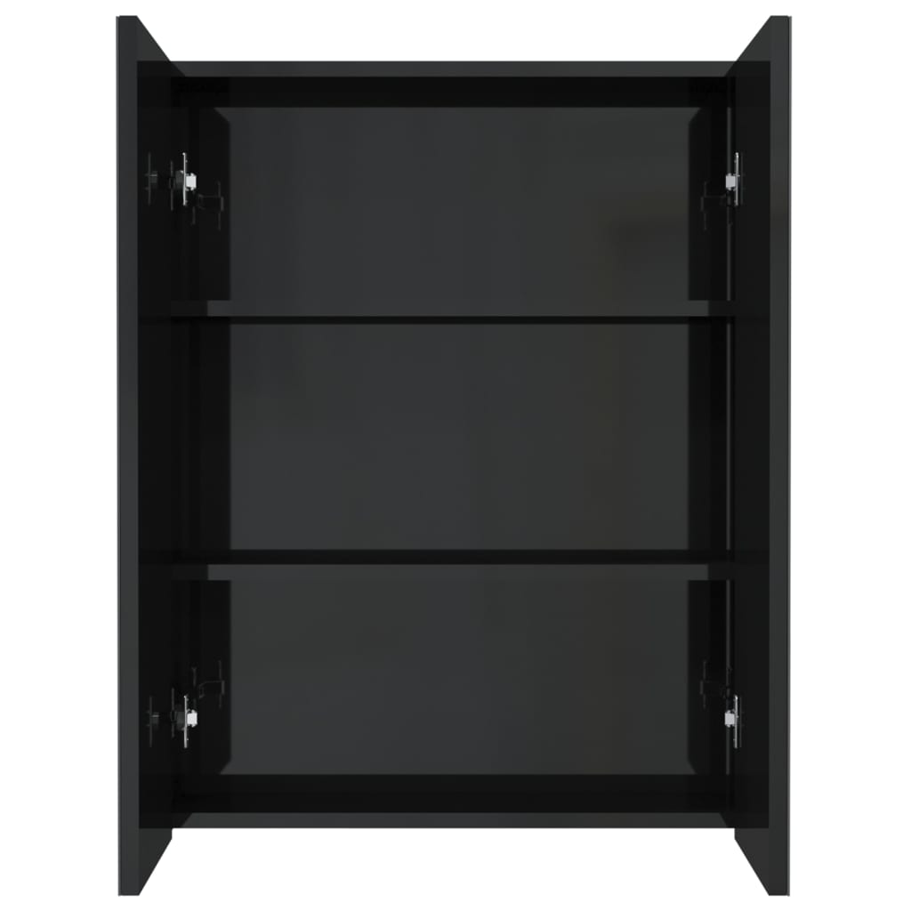 Mirror bathroom cabinet, black, 60x15x75cm, MDF, glossy