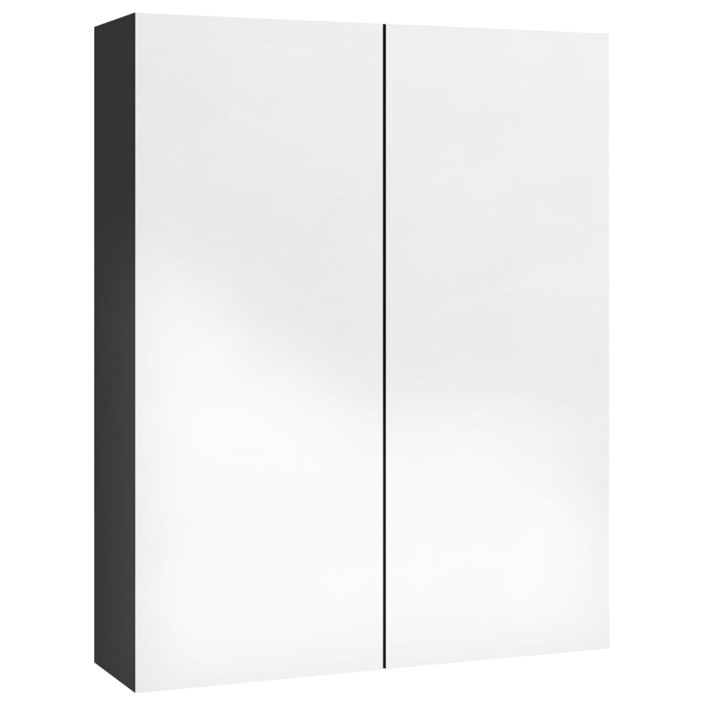 Mirror bathroom cabinet, black, 60x15x75cm, MDF, glossy