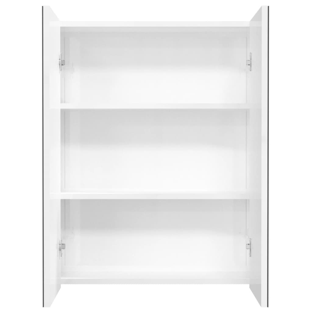 Mirror bathroom cabinet, white, 60x15x75cm, MDF, glossy