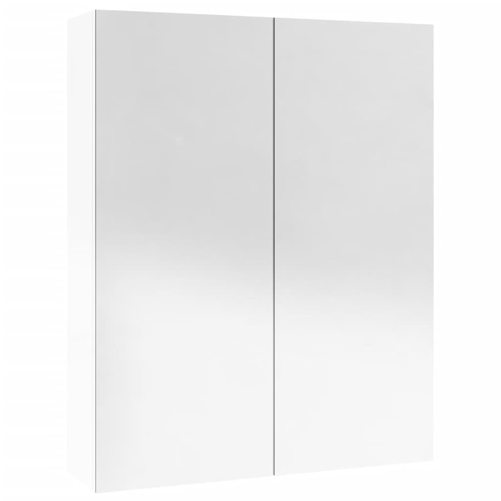 Mirror bathroom cabinet, white, 60x15x75cm, MDF, glossy