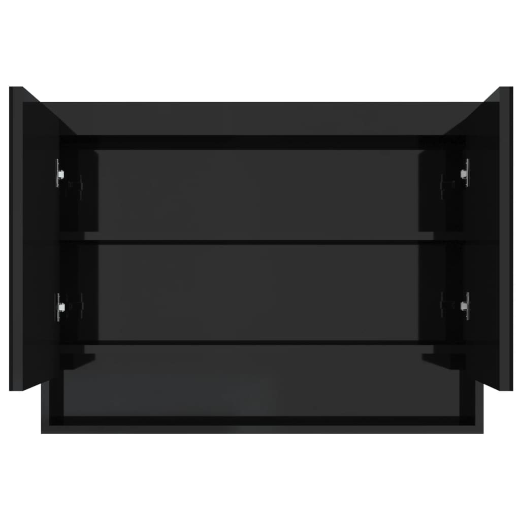 Spoguļskapītis vannasistabai, melns, 80x15x60cm, MDF, spīdīgs
