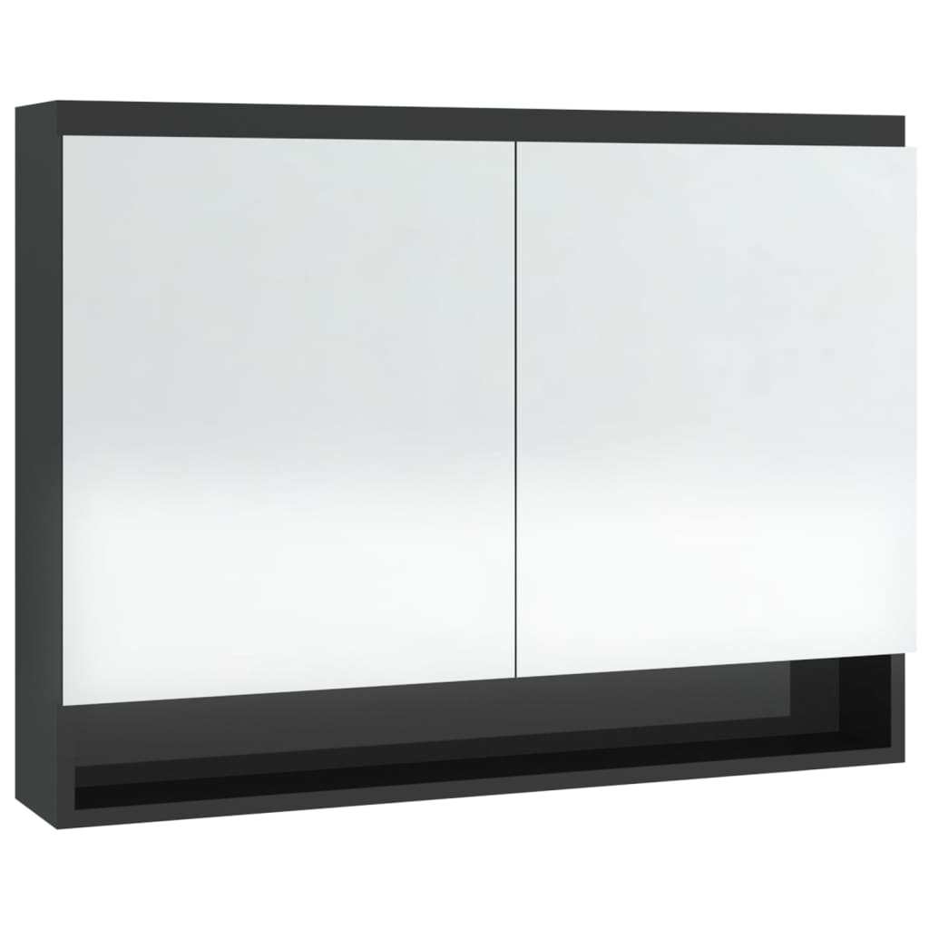 Spoguļskapītis vannasistabai, melns, 80x15x60cm, MDF, spīdīgs