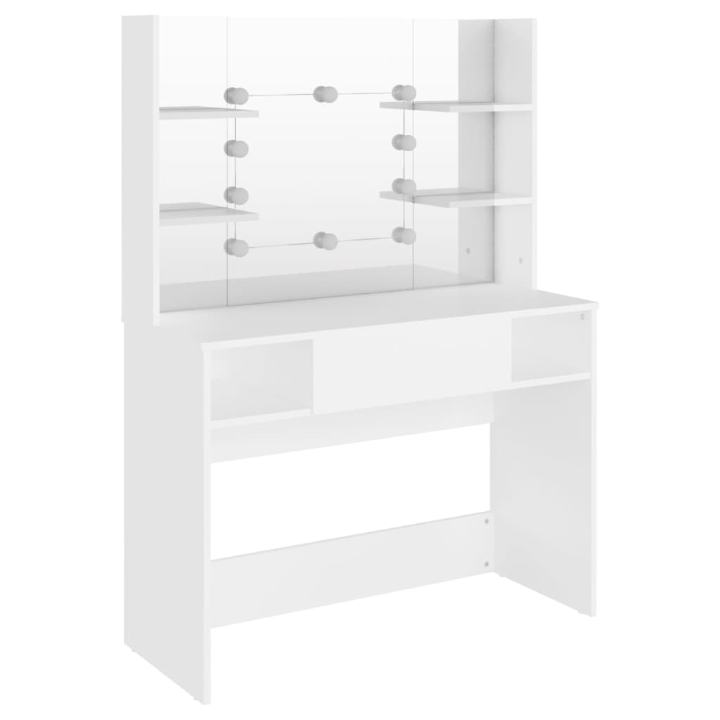 Kosmetinis staliukas su LED, baltas, 100x40x135cm, MDF