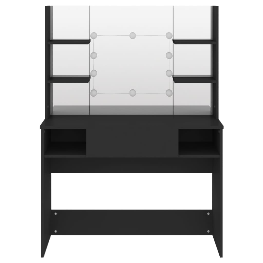 Kosmētikas galds ar LED, melns, 100x40x135cm, MDF