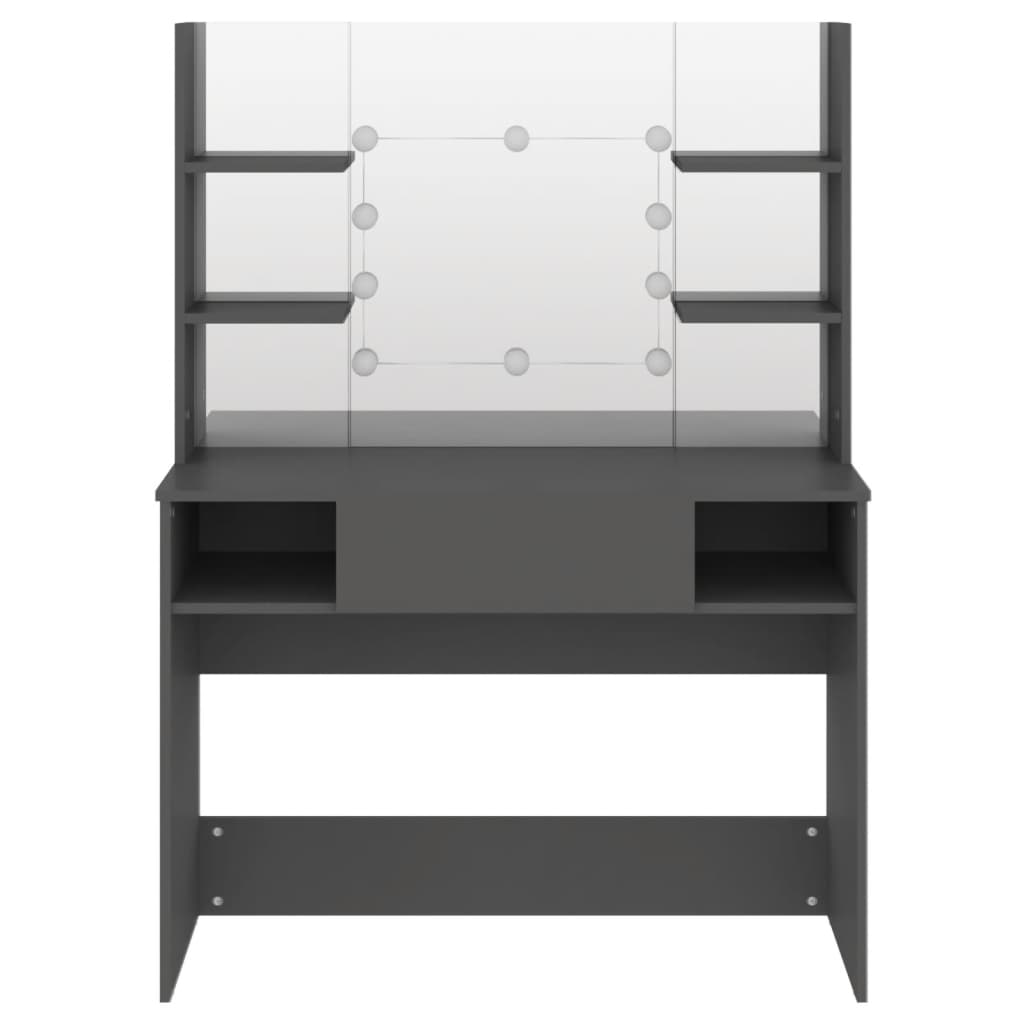 Kosmētikas galds ar LED, pelēks, 100x40x135cm, MDF