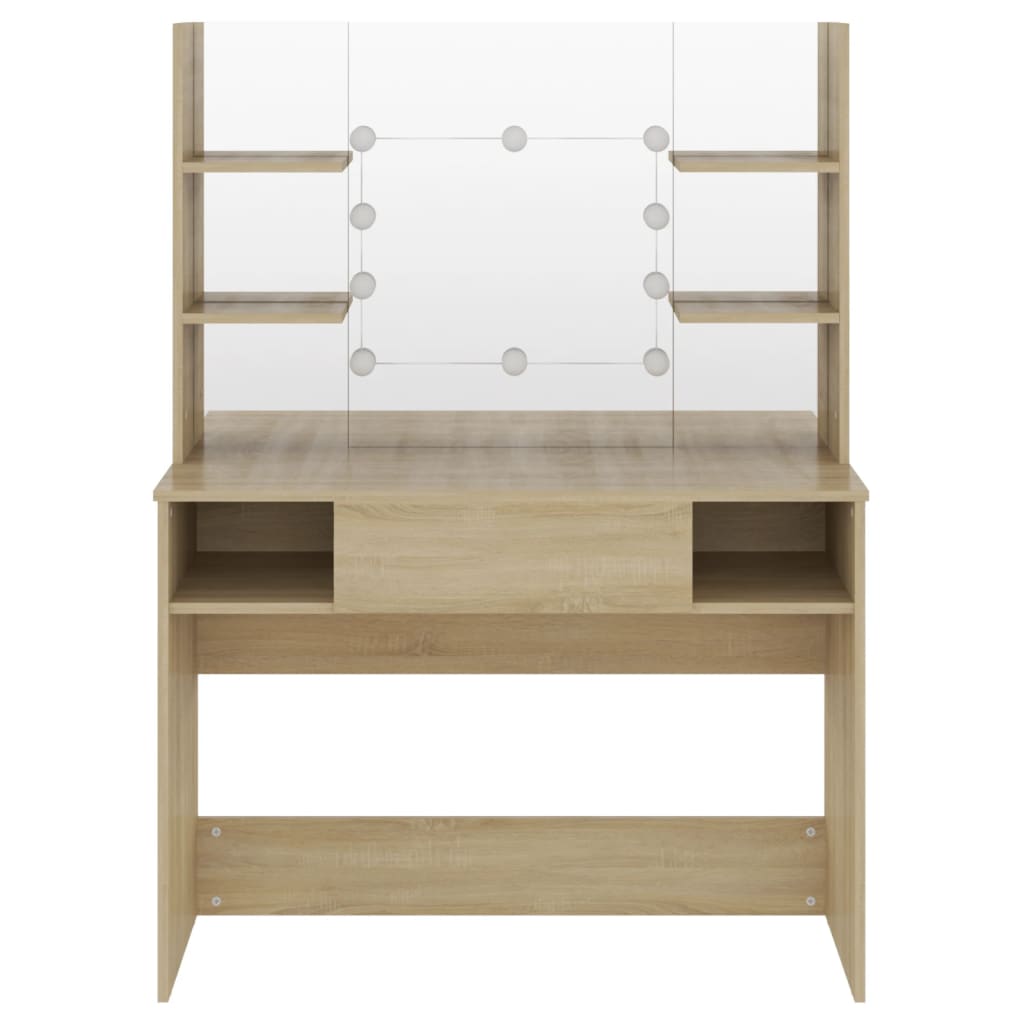 Kosmetinis staliukas su LED, ąžuolo spalvos, 100x40x135cm, MDF