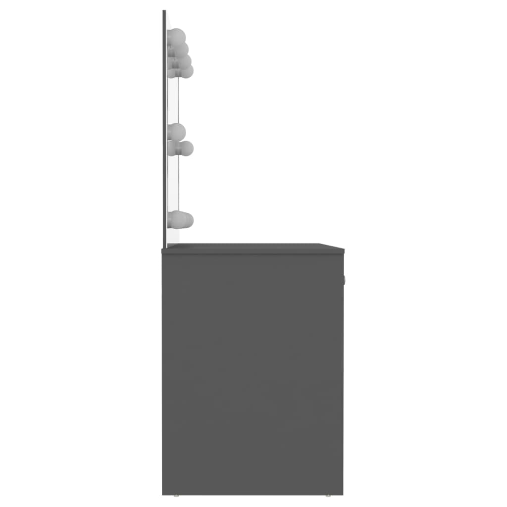 Dressing table with LED, grey, 110x55x145cm, MDF