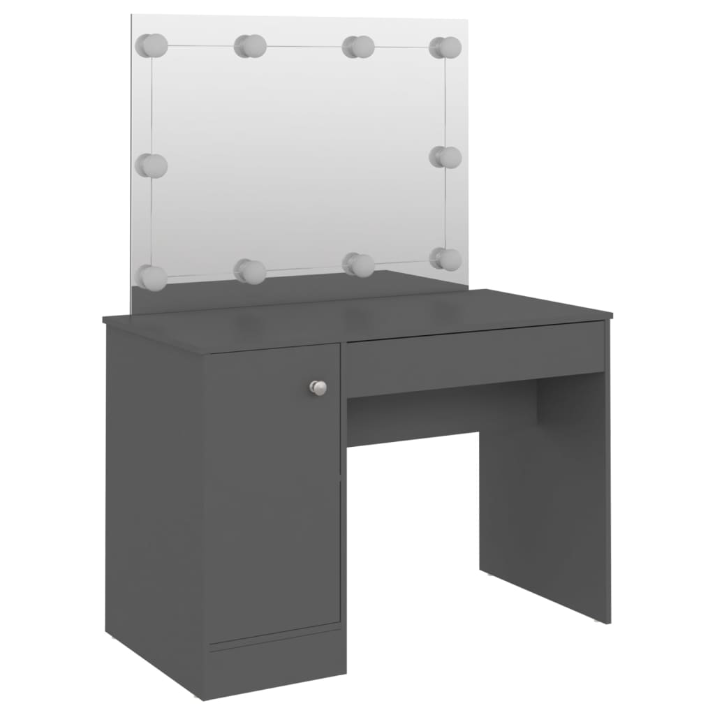 Dressing table with LED, grey, 110x55x145cm, MDF
