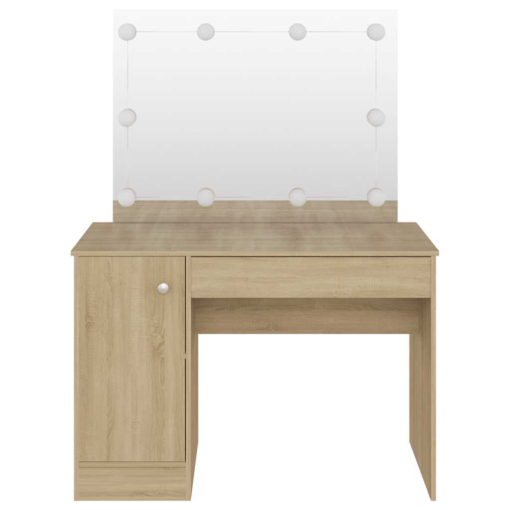 Kosmētikas galdiņš ar LED, ozolkoks, 110x55x145cm, MDF