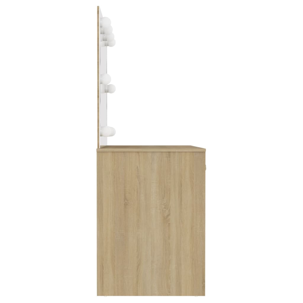 Kosmētikas galdiņš ar LED, ozolkoks, 110x55x145cm, MDF