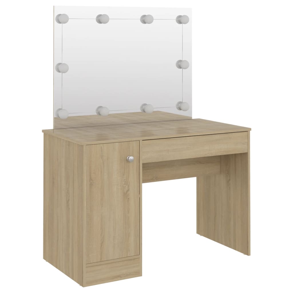 Kosmētikas galdiņš ar LED, ozolkoks, 110x55x145cm, MDF