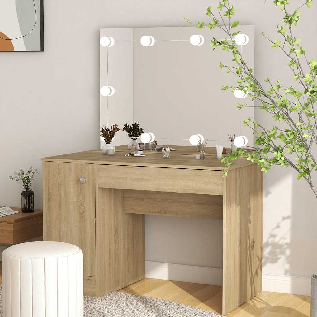 Kosmētikas galdiņš ar LED, ozolkoks, 110x55x145cm, MDF