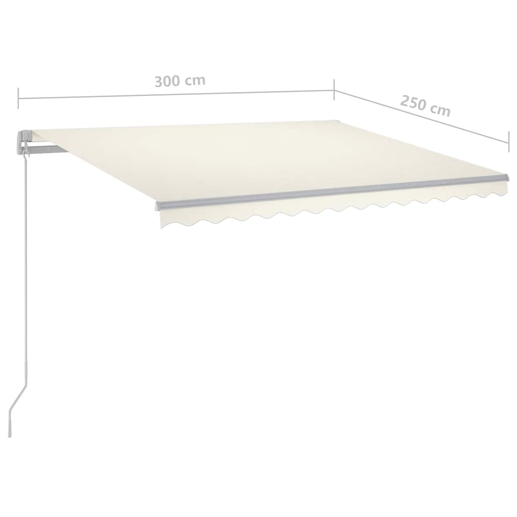 Rankiniu būdu ištraukiama markizė su LED, kreminė, 300x250cm