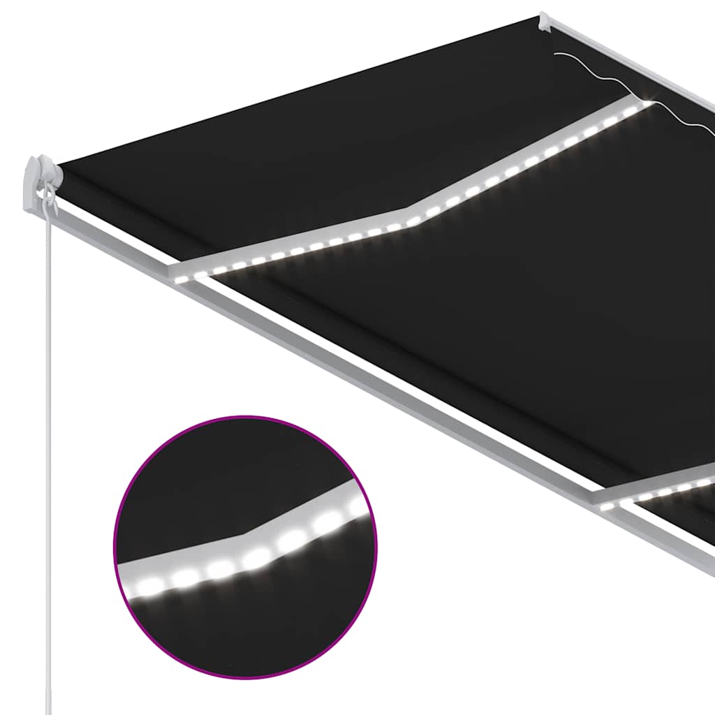 Manuāli izvelkams marķīzs ar LED apgaismojumu, antracīts, 300x250cm