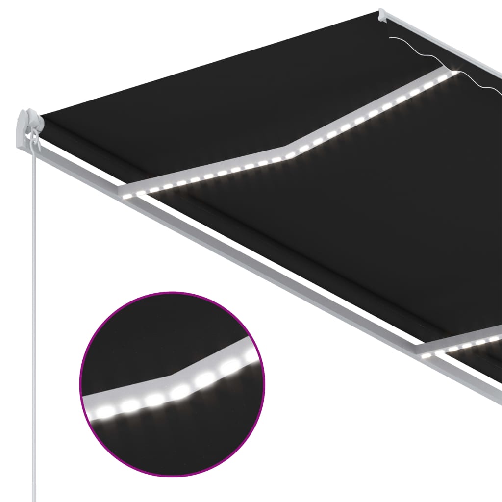 Manuāli izvelkams marķīzs ar LED apgaismojumu, antracīts, 300x250cm