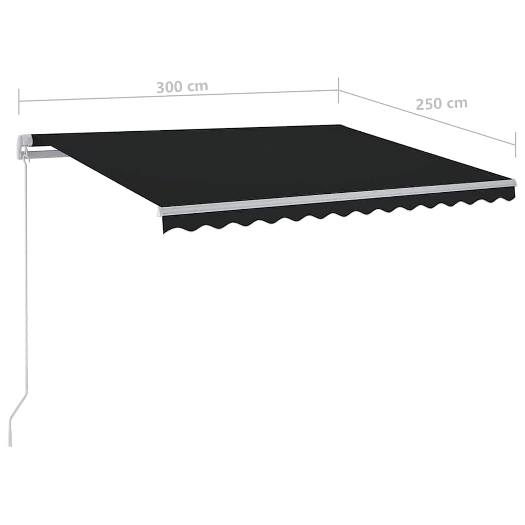 Manuāli izvelkams marķīzs ar LED apgaismojumu, antracīts, 300x250cm
